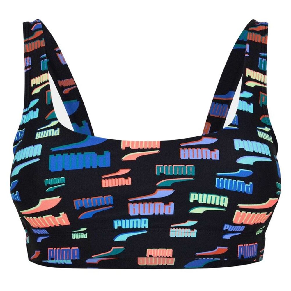 Puma Womens/Ladies All Over Logo Bikini Top / Black